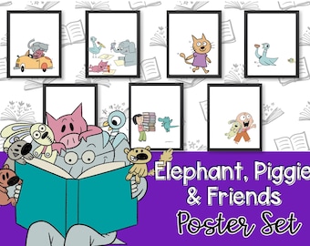 Elephant and Piggie Printable Children's Book Character Gallery Wall Poster Bundle