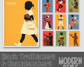 Schwarze Geschichte Monat Poster | Modernes Klassenzimmer-Dekor, 25 Wegbereiter-Drucke