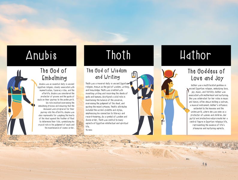 Ancient Egyptian Gods and Goddesses Poster Set: Classroom History Decor ...