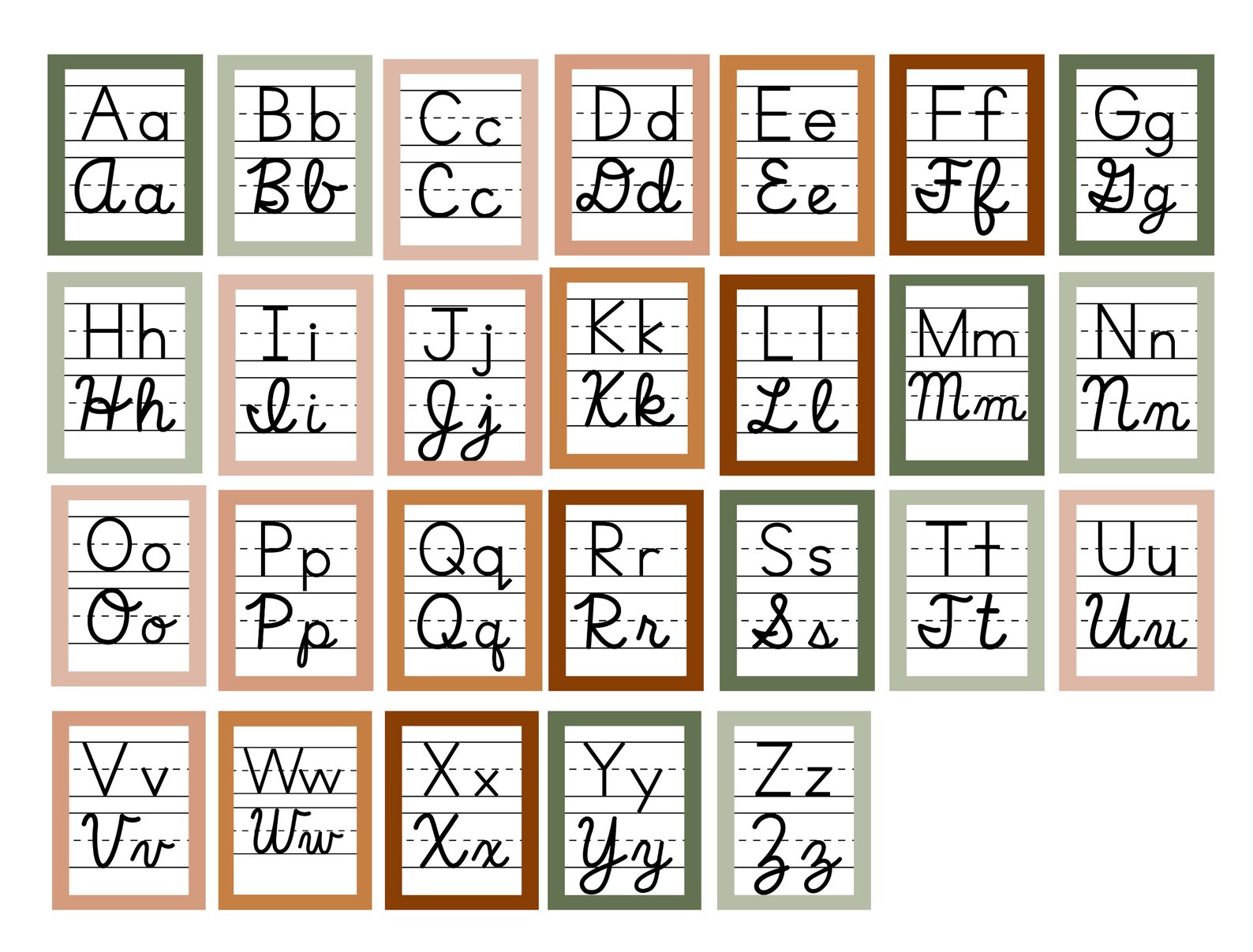 Cursive and Print Alphabet Reference Posters for Elementary Classroom ...