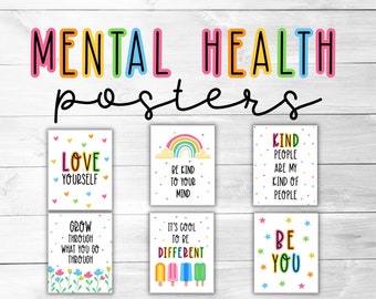 Mentale Gesundheit Poster: Positive Affirmationen, Klassenzimmer Deko (Digitaler Download)