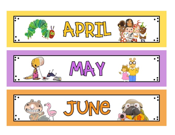 Children's Book Character Calendar Headings, Character Themes, Elementary  Classroom Décor, Monthly Calendar Headings - Etsy