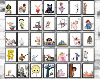 Printable Children's Book Character Gallery Wall Poster Bundle SET 2, Classroom and Library Decor, Instant Download