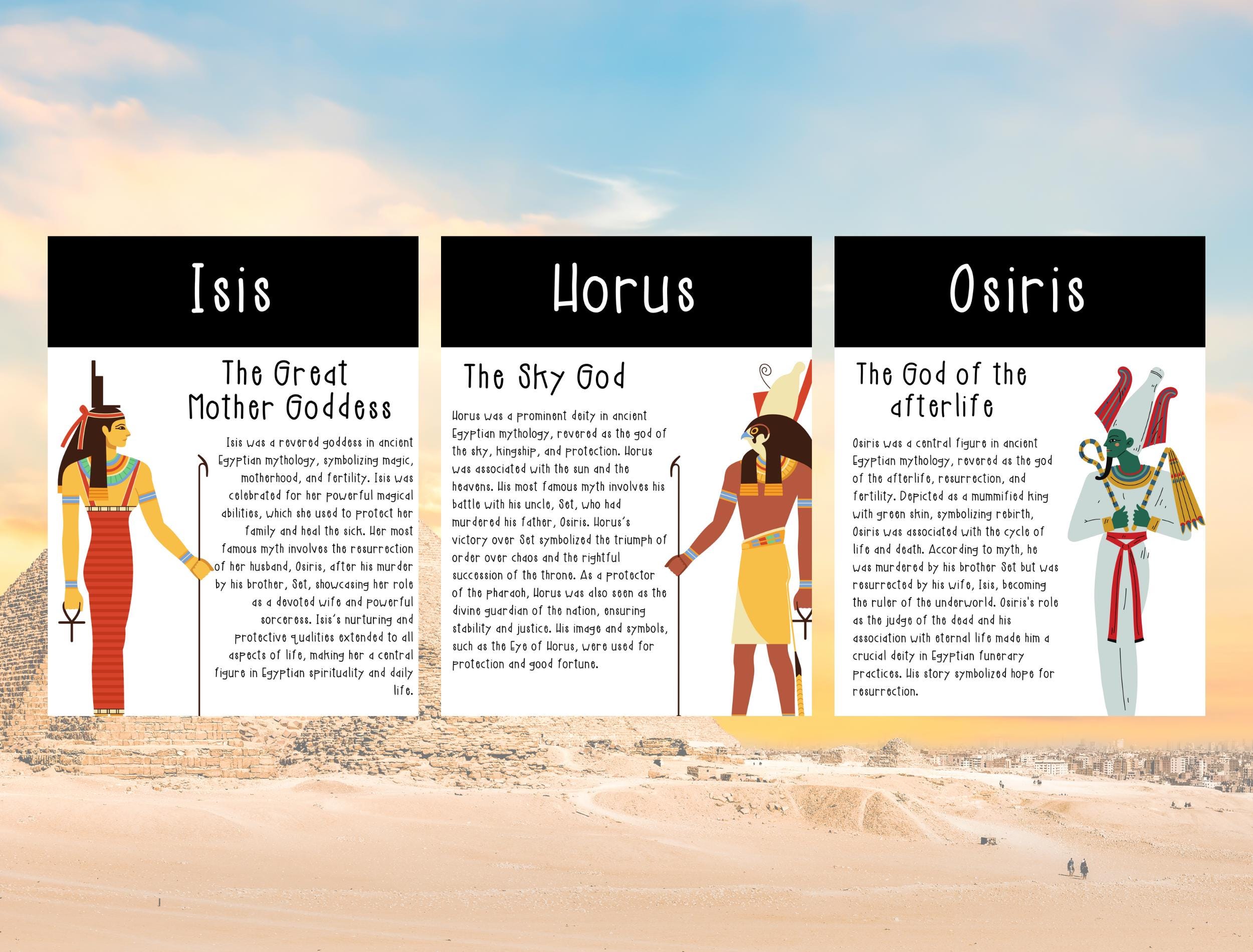 Ancient Egyptian Gods and Goddesses Poster Set: Classroom History Decor ...