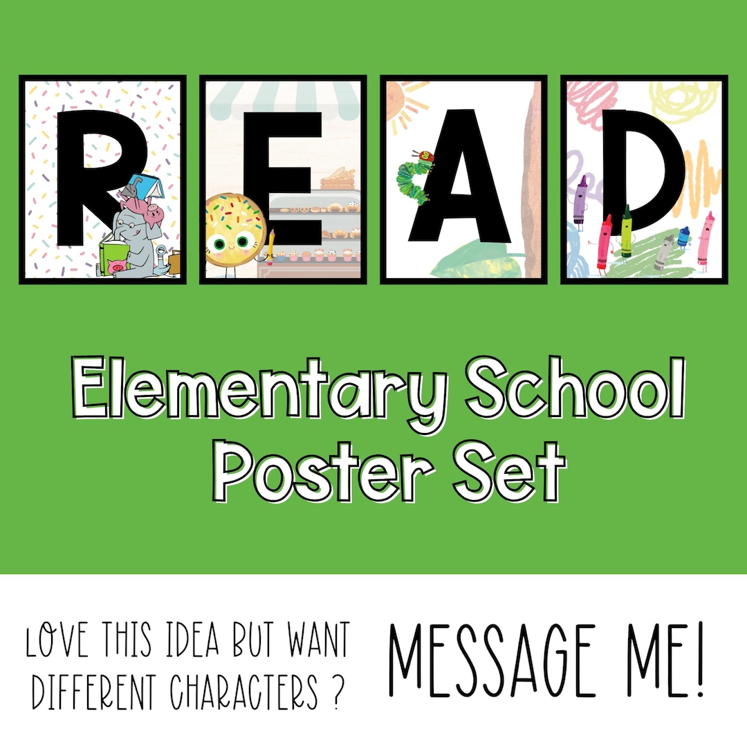 Elementary Character READ Posters: Classroom Reading Corner Decor - Etsy