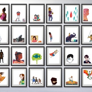 Mittelschule Charakter Galerie Wand Poster Bundle, Klassenzimmer und Bibliothek Dekor, Instant Download