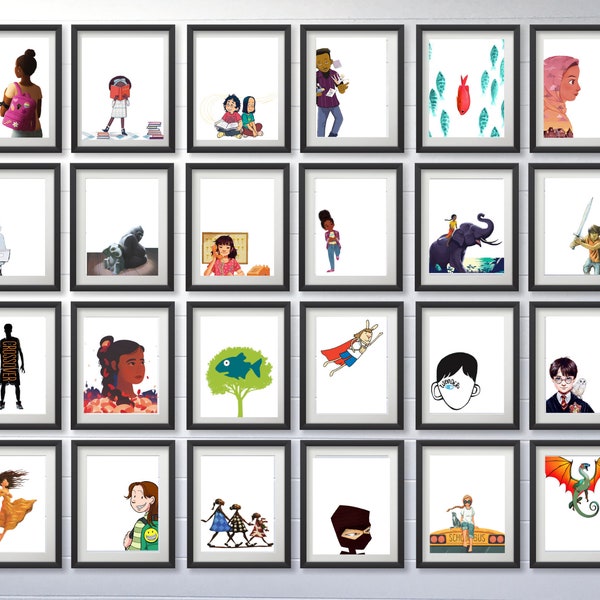 Middle School Character Gallery Wall Poster Bundle, Classroom and Library Decor, Instant Download