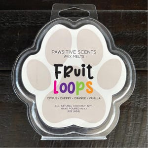 Paw Wax Melt/Coconut Soy Wax Melt/Strong Scented/Wax Melt for Warmer/Unique Wax Melt/Cute Wax Melt/Vegan/Flameless/Fruit Loops