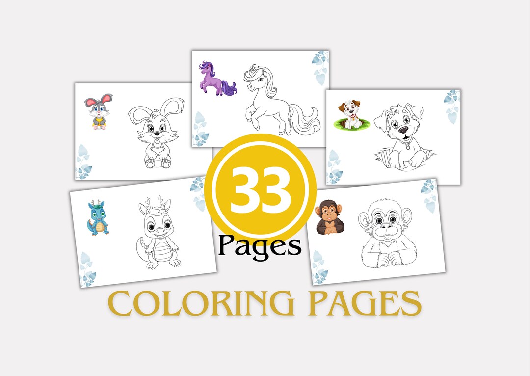 33 Pintable Coloring Pages for Kids Coloring Books for Kids - Etsy