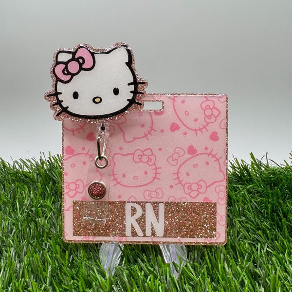 Rose Gold Kitty Retractable Badge Reel Set
