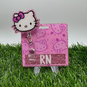 Purple Cute Kitty Retractable Badge Reel Set