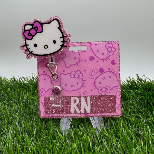 Purple Kitty Retractable Badge Reel Set