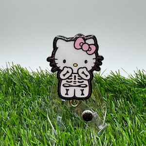 Skeleton Kitty Retractable Badge Reel