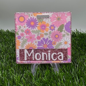 Purple Floral Personalized Badge Buddy | Custom Badge Buddy