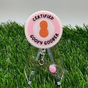 Pink Certified Goofy Goober Retractable Badge Reel