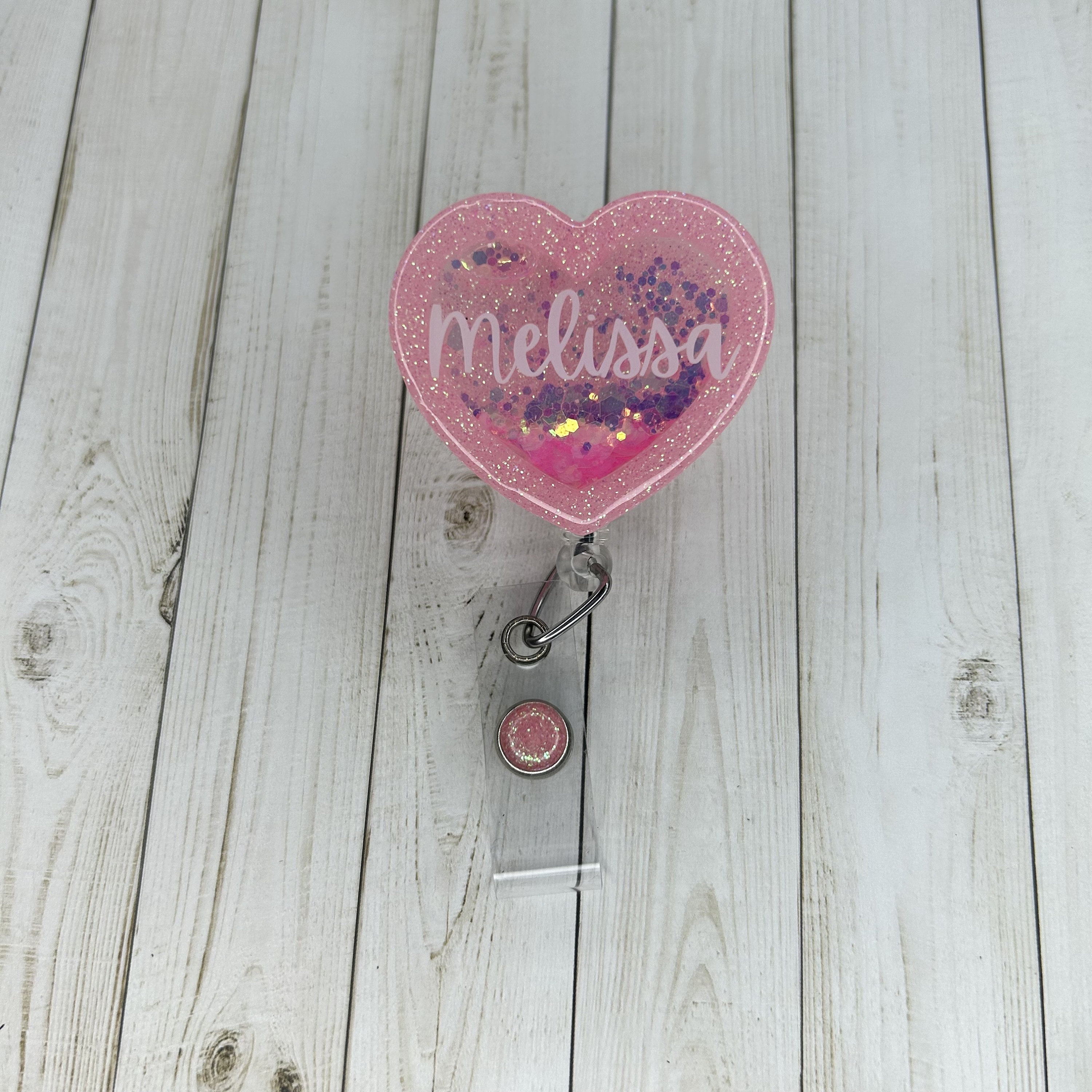 Personalized Name Retractable Badge Reel Heart Shaker Badge Reel Shaker  Badge Reel Custom Name Badge Reel Nurse Badge Reel 