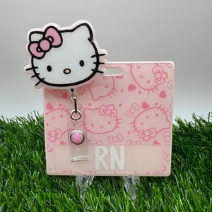 Light Pink Kitty Retractable Badge Reel Set