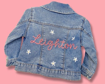 Personalized Baby Toddler Name Denim Jacket / Hand-embroidered Custom Jean Jacket