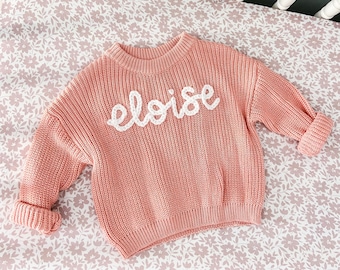 Personalized Baby Toddler Name Sweater / Hand-embroidered Custom Sweater