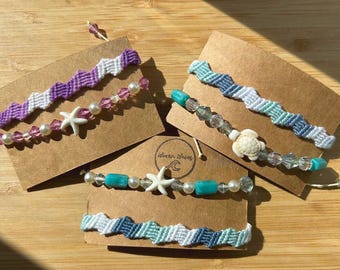 Zigzag Friendship Bracelets with Charms: Beach Summer Jewelry Set