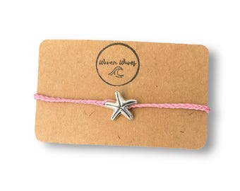 Starfish Macrame Bracelet: Ocean Inspired, Adjustable, Summer Beach Jewelry