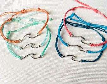 Waterproof Macrame Wave Bracelet: Ocean Surf Beach Jewelry (Adjustable)