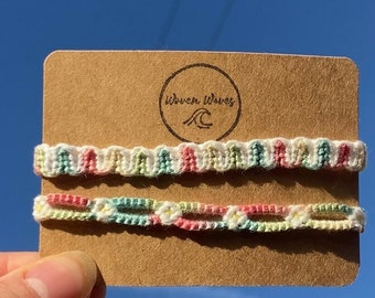 Pink Friendship Bracelet Set | Daisy Chain Bracelet | Wave Bracelet | Bracelet Stacks