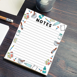 Pharmacy medication themed notepad non sticky back pharmacist pharmacy tech gift graduation student notes stationery handmade notepads
