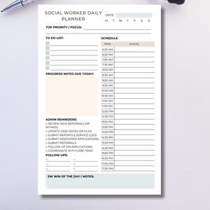 Social Worker Daily Planner Notepad | Mental Health & School Social Work Organizer | Notes, Schedule, Admin Tasks, Follow-Ups | SW Gift
