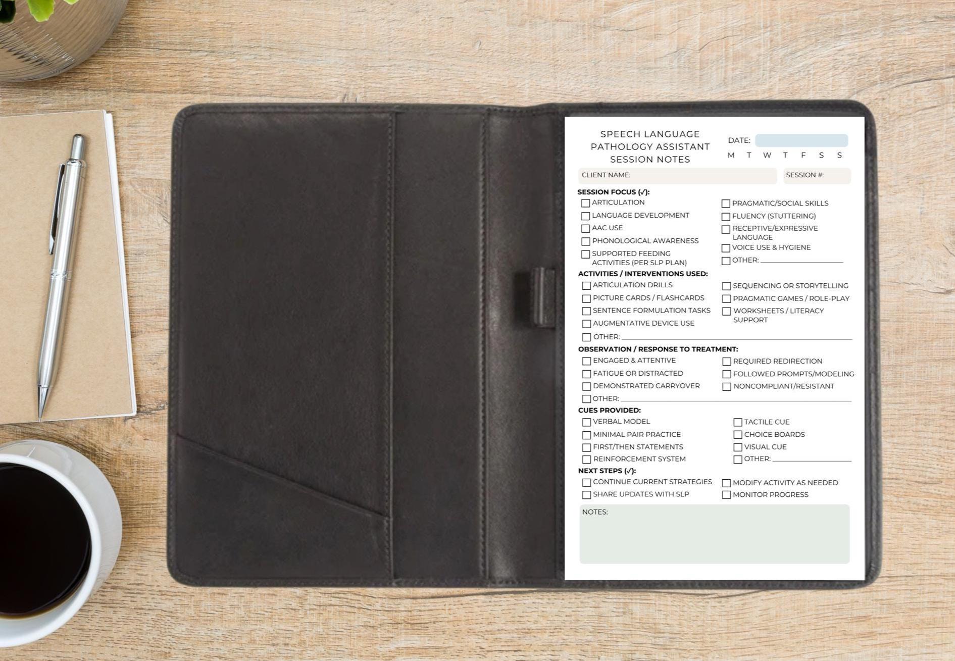 SLPA Session Notes Notepad | Speech-language Pathology Assistant Log ...