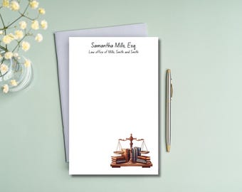Personalized Legal Notepad, Custom Attorney Office Stationery, Lawyer Memo Writing Pad, Professional Law Jotting Notebook, Attorney-At-Law