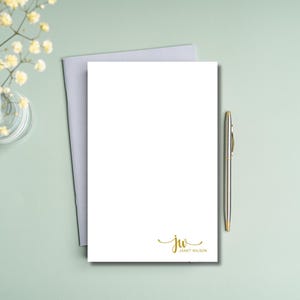 Bloc-notes monogramme personnalisé en feuille d'or, ensemble de papeterie initiale en or pour la douche nuptiale, bloc-notes cadeau, portefeuille d'entreprise en cuir, nom personnalisé