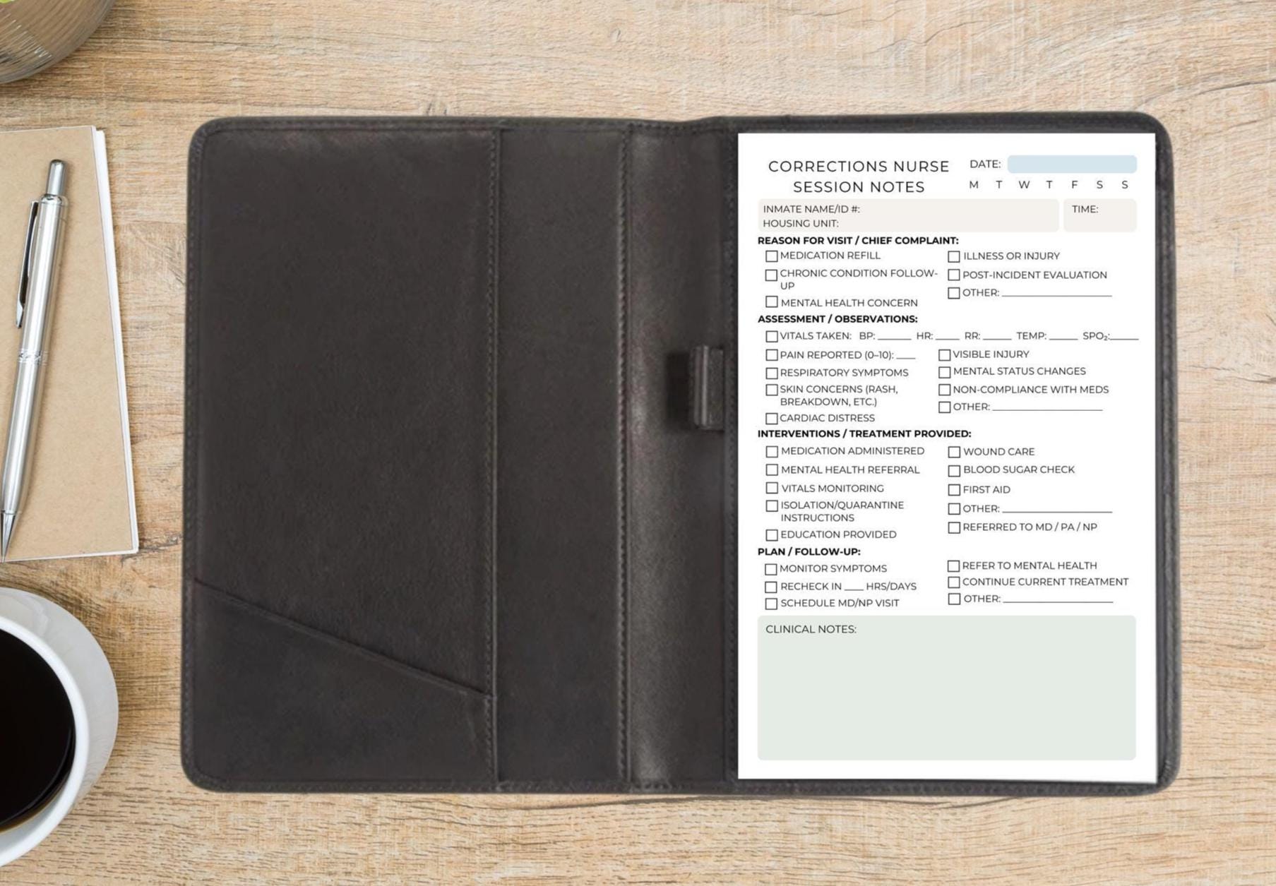 Documented Correction Note Corrections Nurse Session Note Notepad | Jail & Prison Medical Log ...