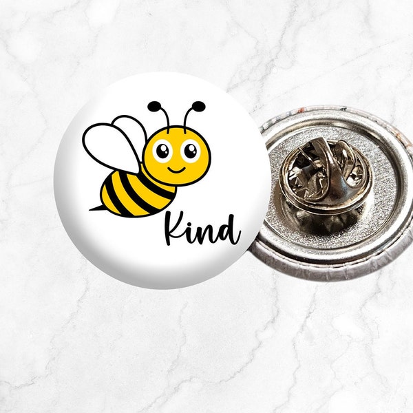 Be Kind small ID badge pin 1" lapel pin bee detail lanyard kindness matters gift customer service gift HR lanyard pin bee lover pin nature