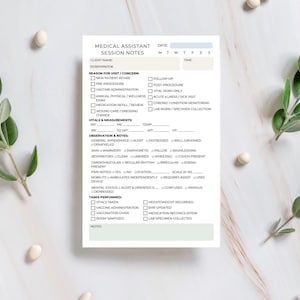 Bloc-notes de session pour assistant médical | MA carnet de cartes journalier | Documentation professionnelle | Accessoire de bureau de clinique | 5,5 x 8,5 po.