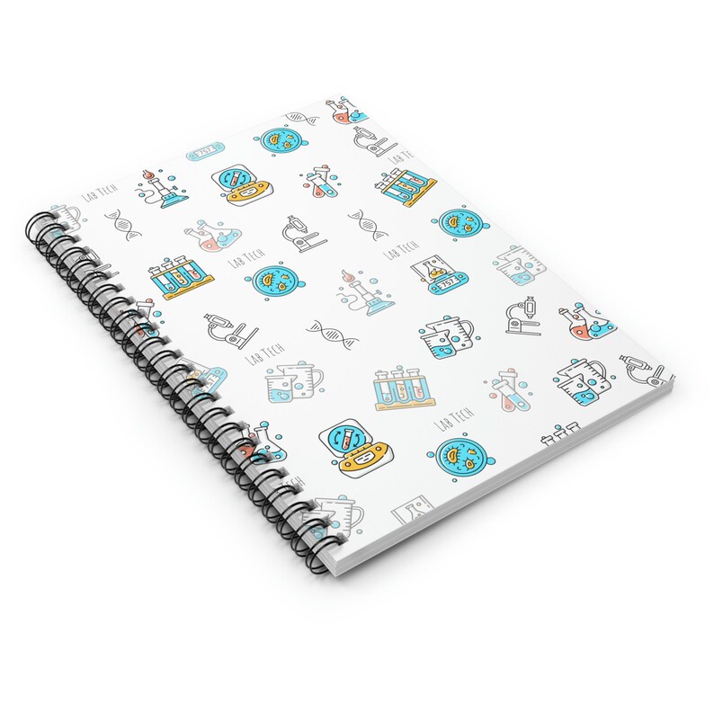 Lab Tech Spiral Notebook With Ruled Lines, Microscope Lover, Beaker