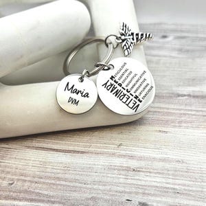 Personalized Veterinary Keychain: Engraved Paw Print, Vet Tech Gift