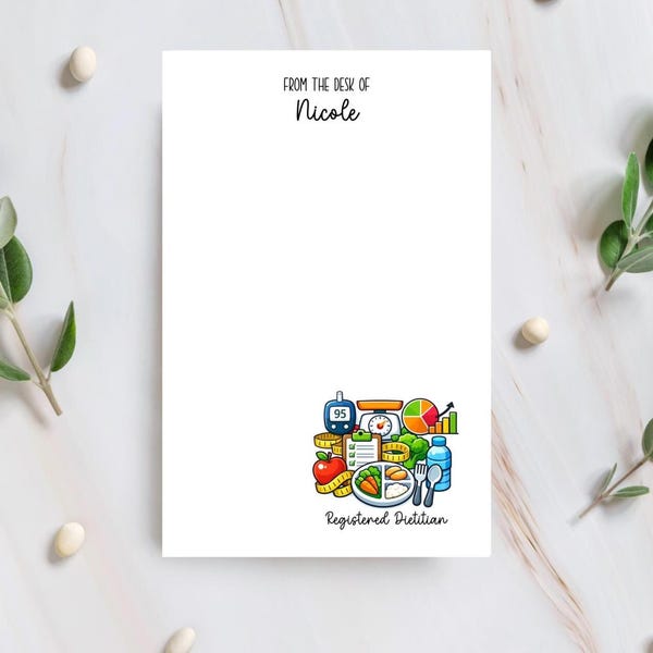 Custom Registered Dietitian Notepad, RD Writing Pad, Professional Food Specialist Healthcare Stationery, Decorative Personalized Notepad
