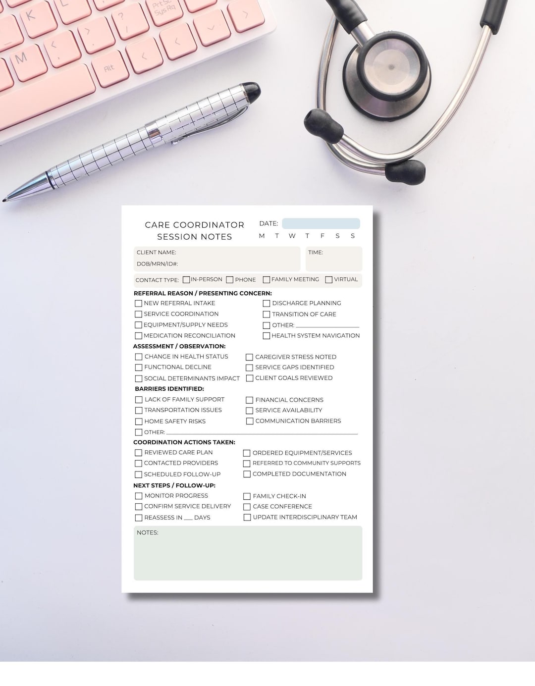 Care Coordination Consultation Notes Notepad | Social Services, Case ...