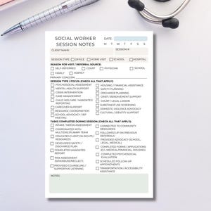 Social Worker Session Notes Notepad: Case Management Documentation