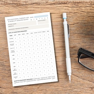 Occupational Therapy ADL Assessment Notepad: Functional Rehab Chart