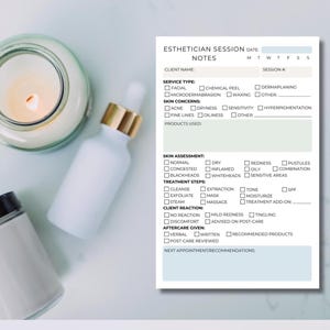 Bloc-notes de notes de séance d'esthéticienne | Journal client des soins de la peau | Bloc-notes pour soins du visage et de beauté Notes de soins du spa Medi-spa Santé