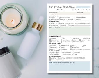 Esthetician Session Notes Notepad | Skincare Treatment Client Log | Facial & Beauty Service Tracking Pad 5.5x8.5”