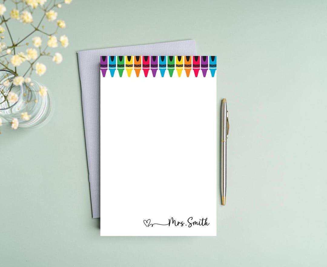 Personalized Teacher Crayon Notepad Teacher Gift Classroom Supplies ...