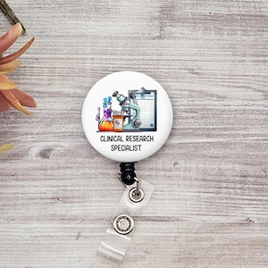 Bobine d'insigne de spécialiste en recherche clinique : cadeau d'outil de laboratoire scientifique