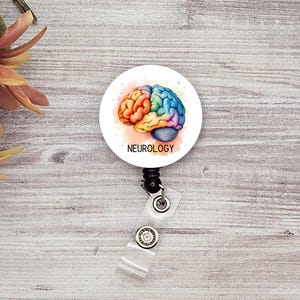 Neurology ID name badge holder with brain detail neurology nurse gift badge reel retractable student gift nurse gift neurologist badge reel