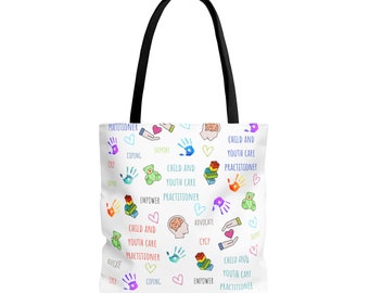 Child and Youth Care Practitioner Tote bag with black straps CYCP tote bag Child life gift child and youth worker graduation gift