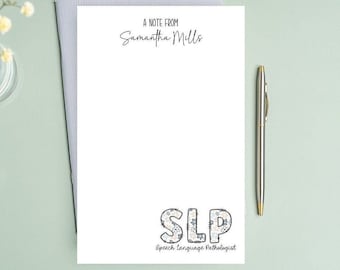 Custom Boho Speech Language Pathology Notepad, Speech Pathologist Office Stationery, SLP Writing Pad, Decorative Hospital Desk Accessories