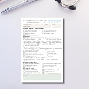 Respiratory Therapist Session Notes Pad | RT Daily Documentation | Clinical Note Template | Acute Care ICU RT Log | Healthcare Notepad