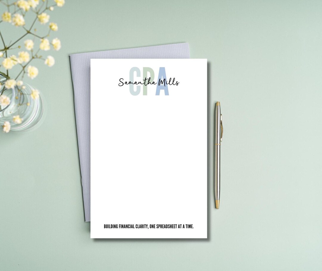 Personalized Chartered Professional Accountant Notepad, CPA Stationery ...